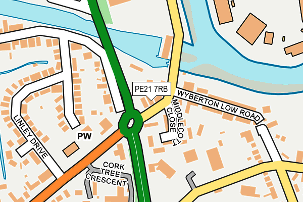 PE21 7RB map - OS OpenMap – Local (Ordnance Survey)