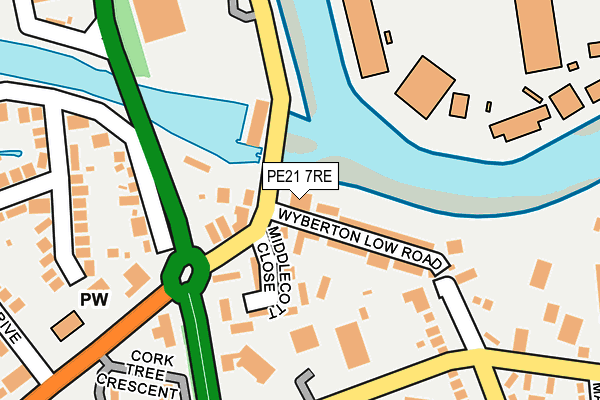 PE21 7RE map - OS OpenMap – Local (Ordnance Survey)