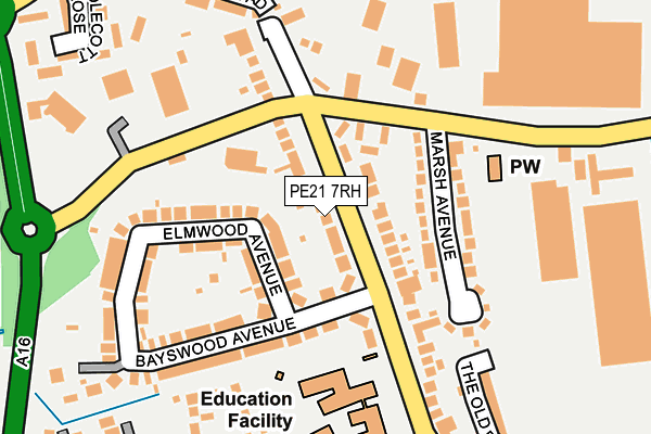 PE21 7RH map - OS OpenMap – Local (Ordnance Survey)