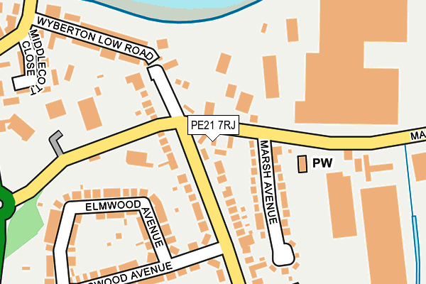 PE21 7RJ map - OS OpenMap – Local (Ordnance Survey)