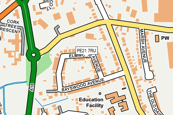 PE21 7RU map - OS OpenMap – Local (Ordnance Survey)