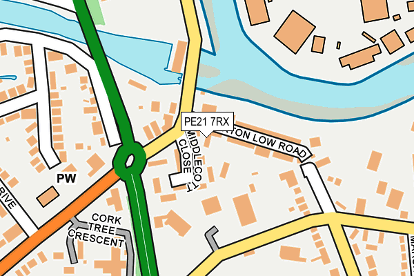 PE21 7RX map - OS OpenMap – Local (Ordnance Survey)