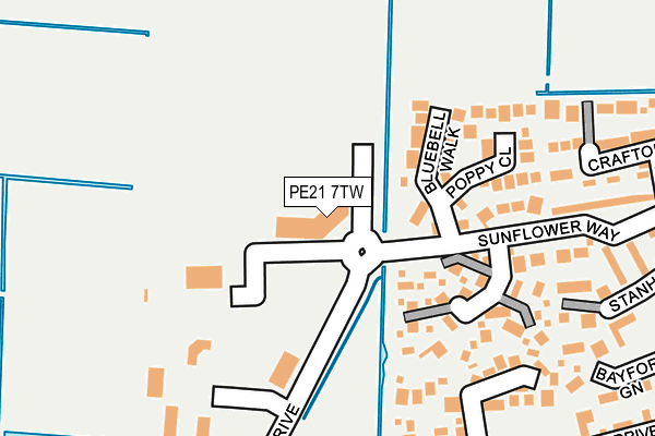 PE21 7TW map - OS OpenMap – Local (Ordnance Survey)