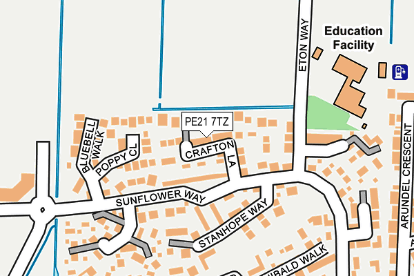 PE21 7TZ map - OS OpenMap – Local (Ordnance Survey)