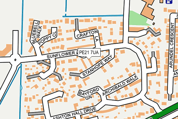 PE21 7UA map - OS OpenMap – Local (Ordnance Survey)