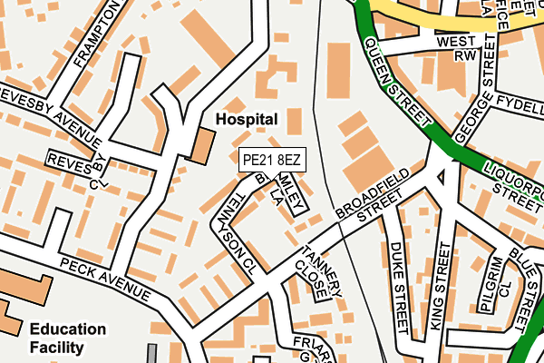 PE21 8EZ map - OS OpenMap – Local (Ordnance Survey)