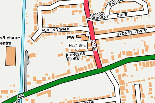PE21 8HE map - OS OpenMap – Local (Ordnance Survey)