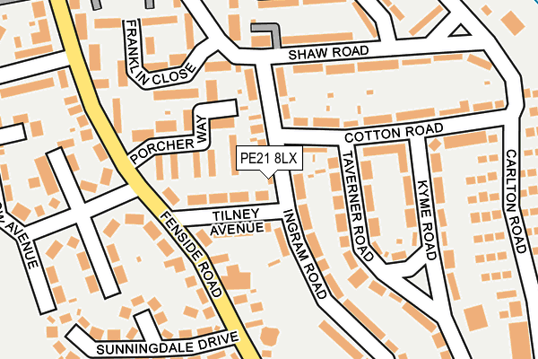 PE21 8LX map - OS OpenMap – Local (Ordnance Survey)