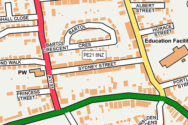 PE21 8NZ map - OS OpenMap – Local (Ordnance Survey)