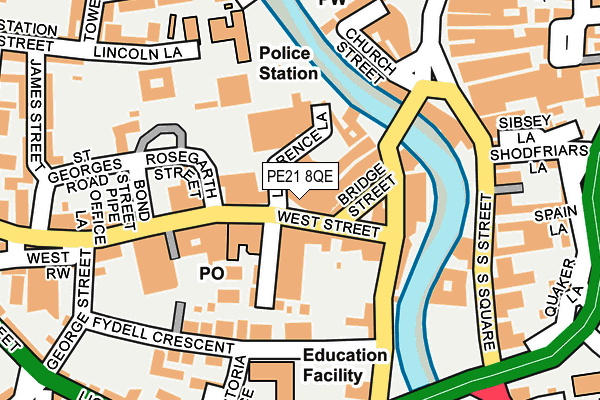 PE21 8QE map - OS OpenMap – Local (Ordnance Survey)