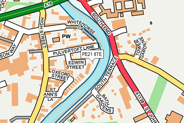 PE21 8TE map - OS OpenMap – Local (Ordnance Survey)