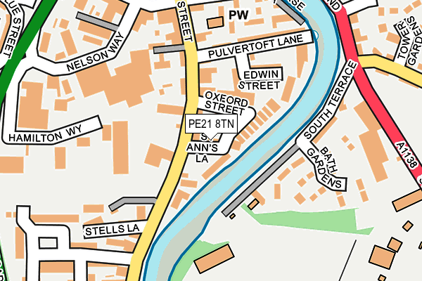 PE21 8TN map - OS OpenMap – Local (Ordnance Survey)