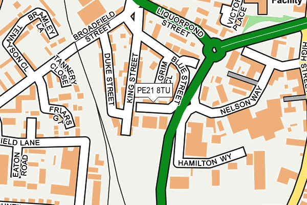 PE21 8TU map - OS OpenMap – Local (Ordnance Survey)
