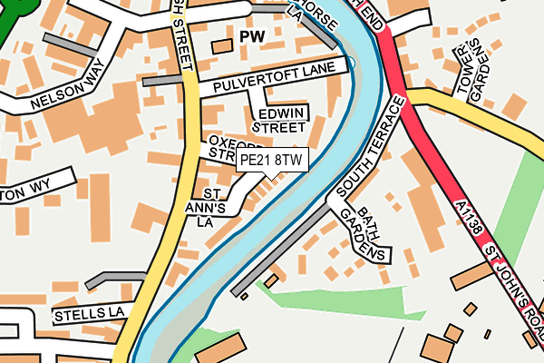 PE21 8TW map - OS OpenMap – Local (Ordnance Survey)