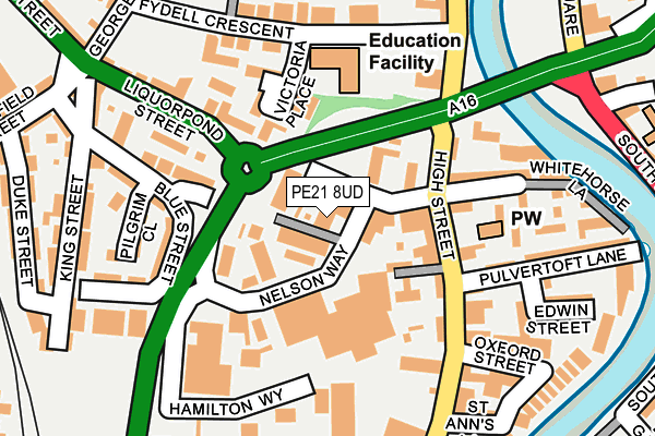 PE21 8UD map - OS OpenMap – Local (Ordnance Survey)