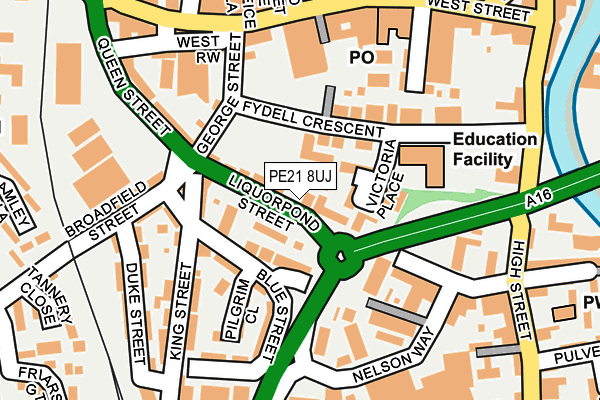 PE21 8UJ map - OS OpenMap – Local (Ordnance Survey)