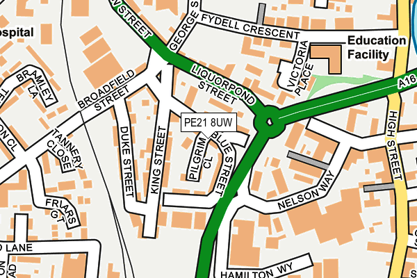 PE21 8UW map - OS OpenMap – Local (Ordnance Survey)