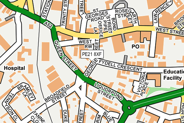 PE21 8XF map - OS OpenMap – Local (Ordnance Survey)