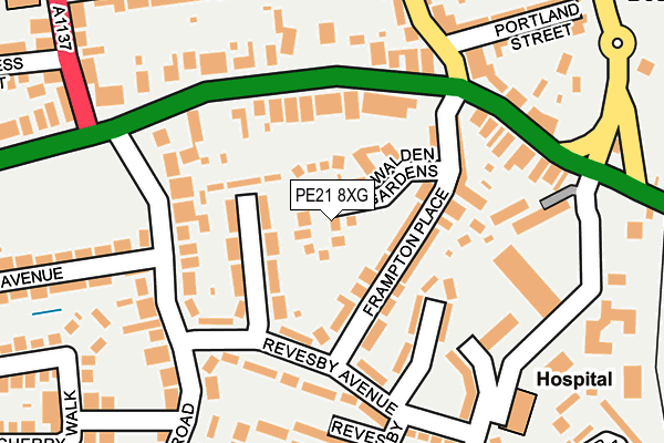 PE21 8XG map - OS OpenMap – Local (Ordnance Survey)