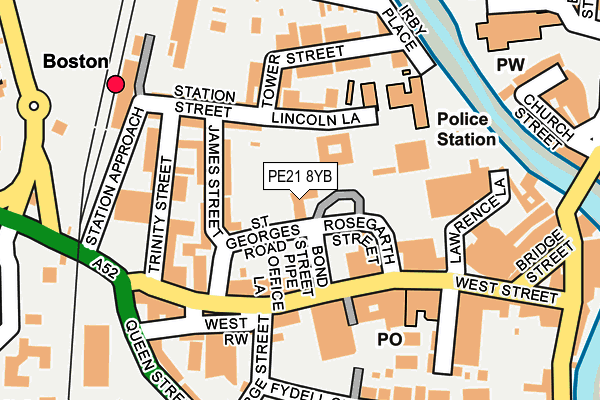 PE21 8YB map - OS OpenMap – Local (Ordnance Survey)