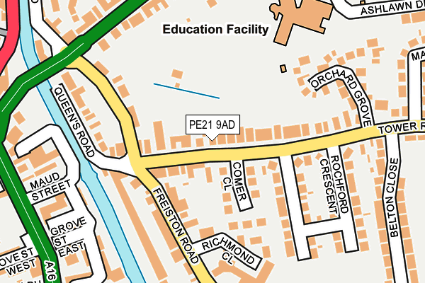 PE21 9AD map - OS OpenMap – Local (Ordnance Survey)