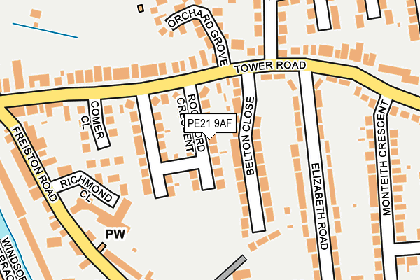 PE21 9AF map - OS OpenMap – Local (Ordnance Survey)