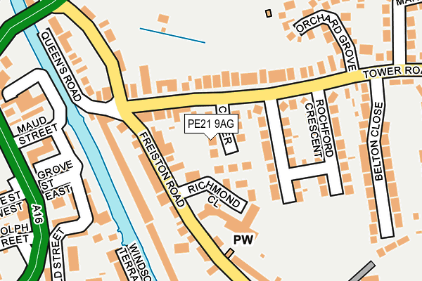 PE21 9AG map - OS OpenMap – Local (Ordnance Survey)