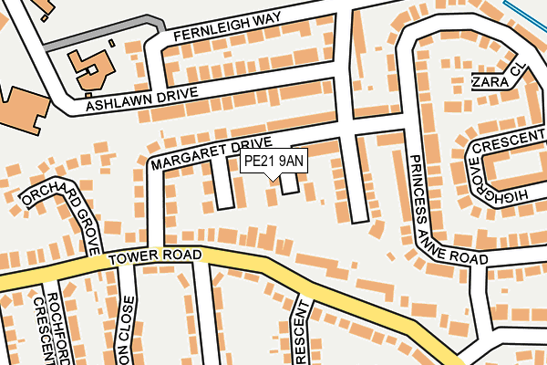 PE21 9AN map - OS OpenMap – Local (Ordnance Survey)