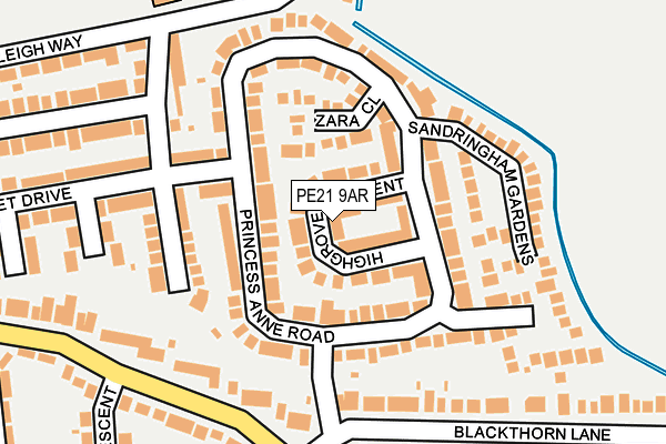 PE21 9AR map - OS OpenMap – Local (Ordnance Survey)