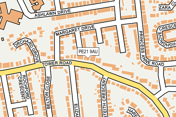 PE21 9AU map - OS OpenMap – Local (Ordnance Survey)