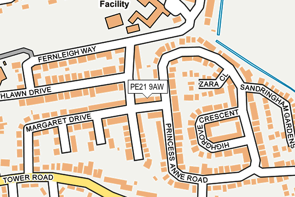 PE21 9AW map - OS OpenMap – Local (Ordnance Survey)