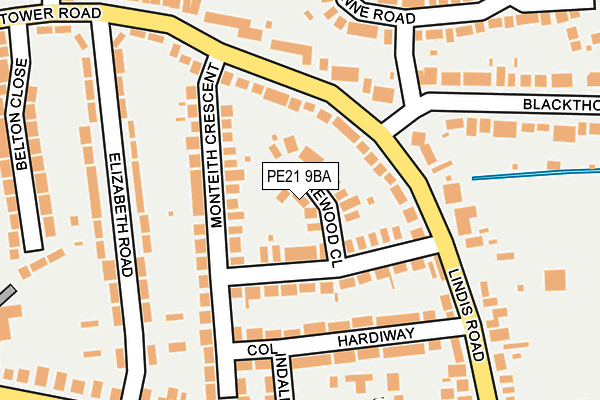 PE21 9BA map - OS OpenMap – Local (Ordnance Survey)