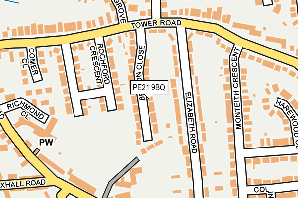 PE21 9BQ map - OS OpenMap – Local (Ordnance Survey)