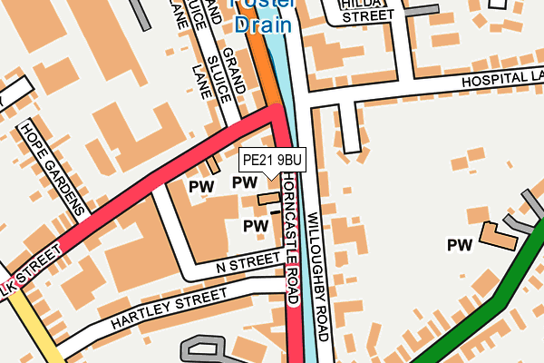 PE21 9BU map - OS OpenMap – Local (Ordnance Survey)