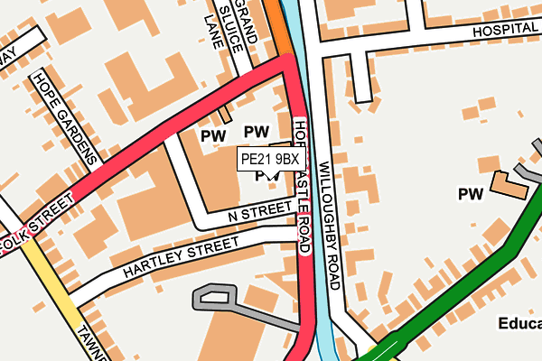 PE21 9BX map - OS OpenMap – Local (Ordnance Survey)