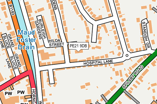 PE21 9DB map - OS OpenMap – Local (Ordnance Survey)