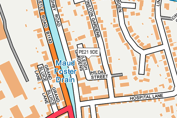 PE21 9DE map - OS OpenMap – Local (Ordnance Survey)