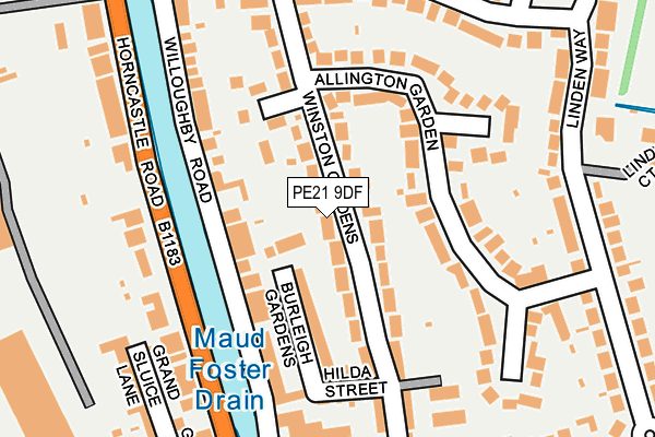 PE21 9DF map - OS OpenMap – Local (Ordnance Survey)