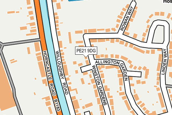 PE21 9DG map - OS OpenMap – Local (Ordnance Survey)
