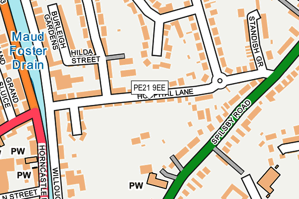 PE21 9EE map - OS OpenMap – Local (Ordnance Survey)