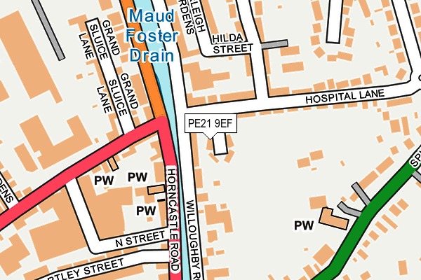 PE21 9EF map - OS OpenMap – Local (Ordnance Survey)
