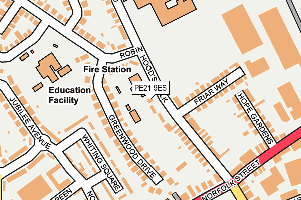 PE21 9ES map - OS OpenMap – Local (Ordnance Survey)