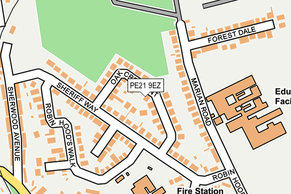 PE21 9EZ map - OS OpenMap – Local (Ordnance Survey)
