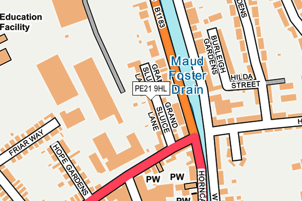 PE21 9HL map - OS OpenMap – Local (Ordnance Survey)