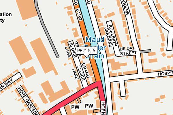 PE21 9JA map - OS OpenMap – Local (Ordnance Survey)