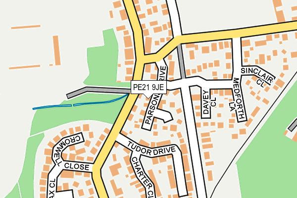 PE21 9JE map - OS OpenMap – Local (Ordnance Survey)