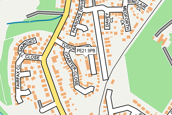 PE21 9PB map - OS OpenMap – Local (Ordnance Survey)