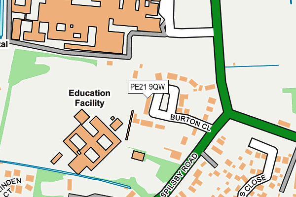 PE21 9QW map - OS OpenMap – Local (Ordnance Survey)