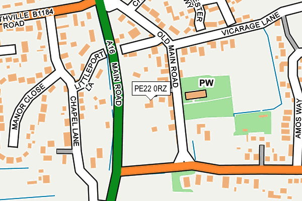 PE22 0RZ map - OS OpenMap – Local (Ordnance Survey)