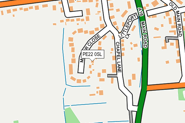 PE22 0SL map - OS OpenMap – Local (Ordnance Survey)